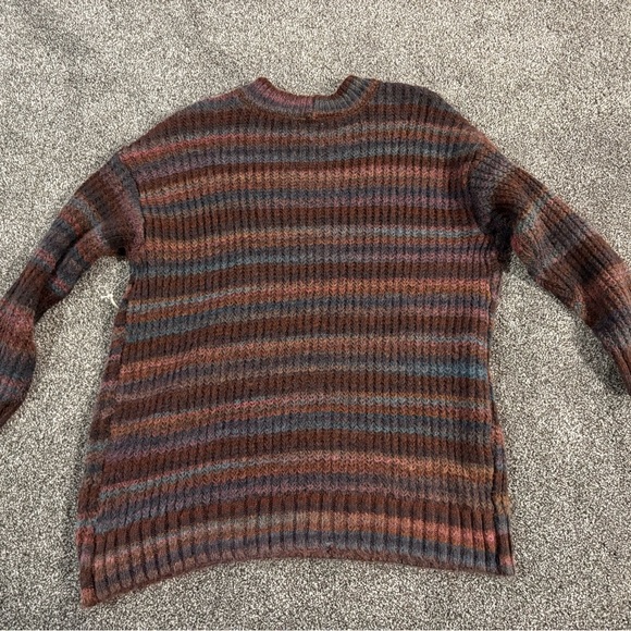 NWT a.n.a Women's Sweater in Striped Blue and Brown mock/crew neck - Picture 5 of 9